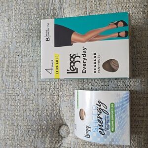 LEGGS BRAND WOMENS EVERYDAY REGULAR PANTYHOSE 5 PAIR NUDE SHEER TOE SIZE B